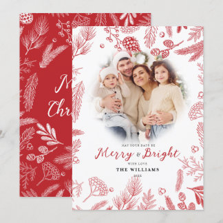 シンプルメリーエレガントRed & Bright Photo Chrimas シーズンカード