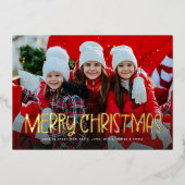 シンプルメリークリスマスかわいいおもしろいワンフォト 箔シーズンカード (正面)