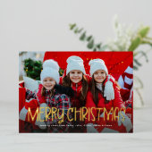 シンプルメリークリスマスかわいいおもしろいワンフォト 箔シーズンカード (立ち正面)