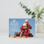 シンプルメリークリスマスとハッピーニューイヤー写真 ポストカード (スタンド正面)