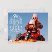 シンプルメリークリスマスとハッピーニューイヤー写真 ポストカード (正面/裏面)