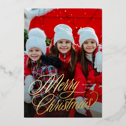 シンプルメリークリスマスの台本2枚の写真 箔シーズンカード (正面)
