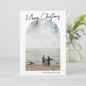 シンプルメリークリスマスアーチ写真家族 シーズンカード (スタンド正面)