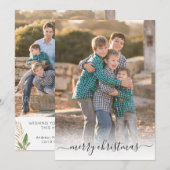 シンプルメリークリスマスエレガントシックなスクリプトフォト シーズンカード (正面/裏面)