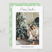 シンプルメリークリスマスカスタムの模様の写真カード 招待状 (正面/裏面)