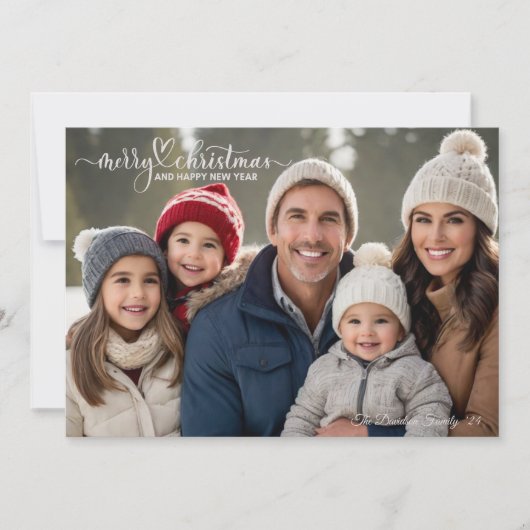 シンプルメリークリスマスカスタムフォトホリデーカード サンキューカード (正面)