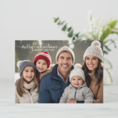 シンプルメリークリスマスカスタムフォトホリデーカード サンキューカード (スタンド正面)