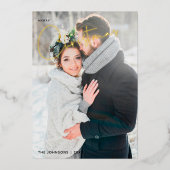 シンプルメリークリスマスコットン冬の結婚式の写真 箔シーズンカード (正面)