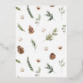 シンプルメリークリスマスコットン冬の結婚式の写真 箔シーズンカード (裏面)