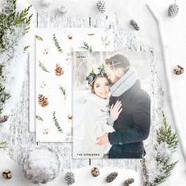 シンプルメリークリスマスコットン冬の結婚式の写真 箔シーズンカード