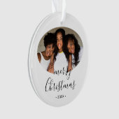 シンプルメリークリスマススクリプトフォトオーナメント オーナメント (正面)