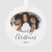 シンプルメリークリスマススクリプトフォトオーナメント オーナメント (裏面)