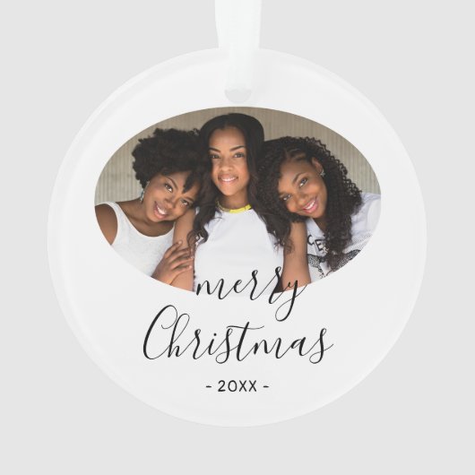 シンプルメリークリスマススクリプトフォトオーナメント オーナメント (裏面)