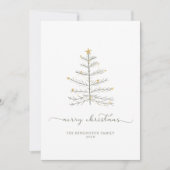 シンプルメリークリスマスツリースクリプトタイポグラフィ シーズンカード (正面)