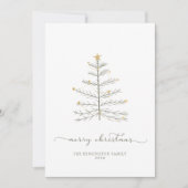 シンプルメリークリスマスツリースクリプトホリディフォト シーズンカード (正面)