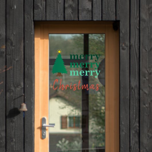 シンプルメリークリスマスツリー ウィンドウサイン