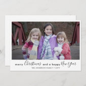 シンプルメリークリスマスハッピーニューイヤーの脚本写真 シーズンカード (正面/裏面)