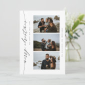 シンプルメリークリスマスハッピーニューイヤー家族写真 シーズンカード (スタンド正面)