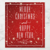 シンプルメリークリスマスハッピーニューイヤー赤 ワインラベル (シングルラベル)