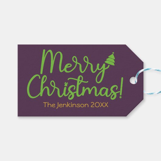 シンプルメリークリスマスバイオレットギフトラベル ギフトタグ (正面(横))