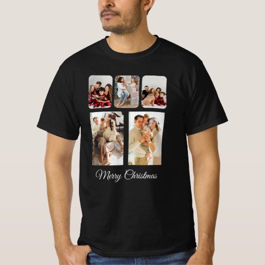 シンプルメリークリスマスフォトコラージュ Tシャツ (正面)