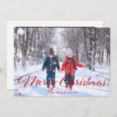 シンプルメリークリスマスフォトホリデーカード シーズンカード (正面/裏面)