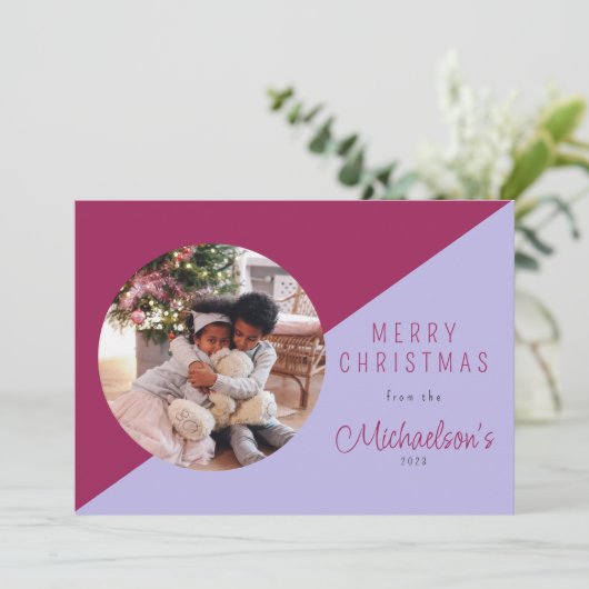 シンプルメリークリスマスフォトホリデーカード シーズンカード (スタンド正面)