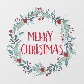 シンプルメリークリスマスフラワーリース店 ウィンドウサイン (シート)