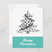 シンプルメリークリスマスブラッククリスマスツリー シーズンポストカード (正面/裏面)