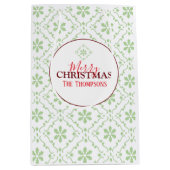 シンプルメリークリスマスホリデースノーフレーク ミディアムペーパーバッグ (正面)