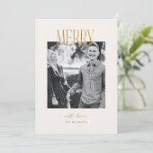 シンプルメリークリスマスミニマルホリデーフォトカード シーズンカード (スタンド正面)