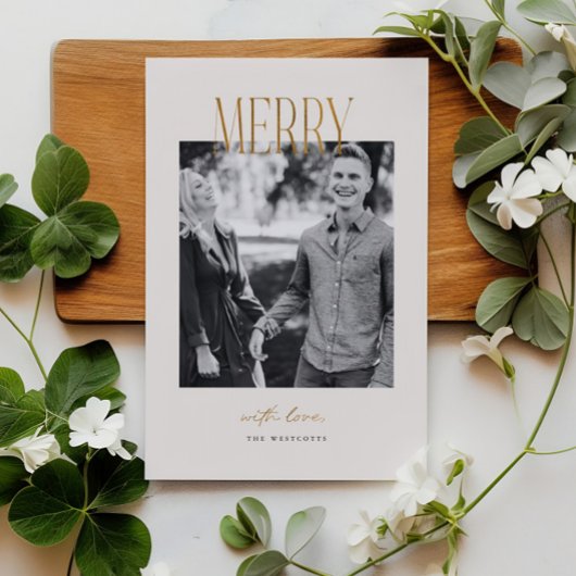シンプルメリークリスマスミニマルホリデーフォトカード シーズンカード