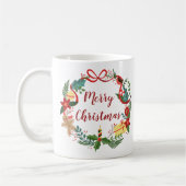 シンプルメリークリスマスリース |マクラシックグ コーヒーマグカップ (左)