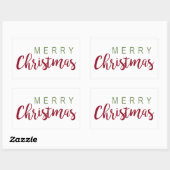シンプルメリークリスマスレッドグリーンレタリングフェスティバル 長方形シール (シート)
