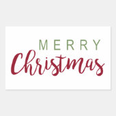 シンプルメリークリスマスレッドグリーンレタリングフェスティバル 長方形シール (正面)