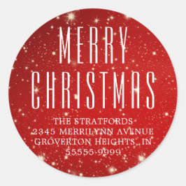 シンプルメリークリスマスレッド差出人住所 ラウンドシール