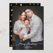 シンプルメリークリスマス書道の写真カード シーズンカード (正面/裏面)