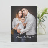 シンプルメリークリスマス書道の写真カード シーズンカード (スタンド正面)