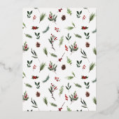 シンプルメリークリスマス赤い冬の結婚式の写真 箔シーズンカード (裏面)