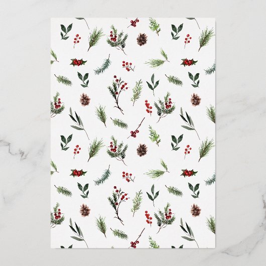 シンプルメリークリスマス赤い冬の結婚式の写真 箔シーズンカード (裏面)