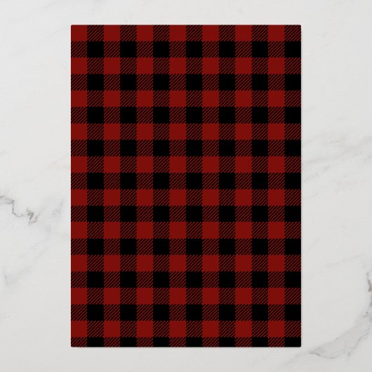 シンプルメリークリスマス赤い格子冬の写真 箔シーズンカード (裏面)