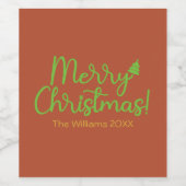 シンプルメリークリスマス赤褐色 ワインラベル (シングルラベル)
