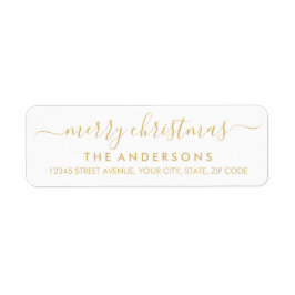 シンプルメリークリスマス金ゴールドスモダンクリプトホリデー ラベル