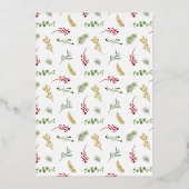 シンプルメリークリスマス金ゴールド冬の結婚式の写真 箔シーズンカード (裏面)