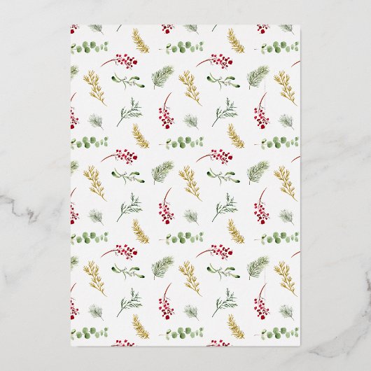 シンプルメリークリスマス金ゴールド冬の結婚式の写真 箔シーズンカード (裏面)