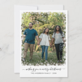 シンプルメリークリスマス雪スノーフレークのスクリプト写真 シーズンカード