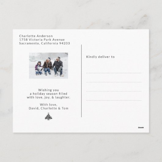 シンプルメリークリスマス2枚の写真はがき シーズンポストカード (裏面)