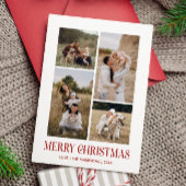 シンプルメリークリスマス4フォトコラージュ |赤 シーズンカード