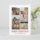 シンプルメリークリスマス4フォトコラージュ |赤 シーズンカード (スタンド正面)