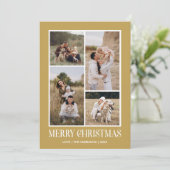 シンプルメリークリスマス4フォトコラージュ |金ゴールド シーズンカード (スタンド正面)